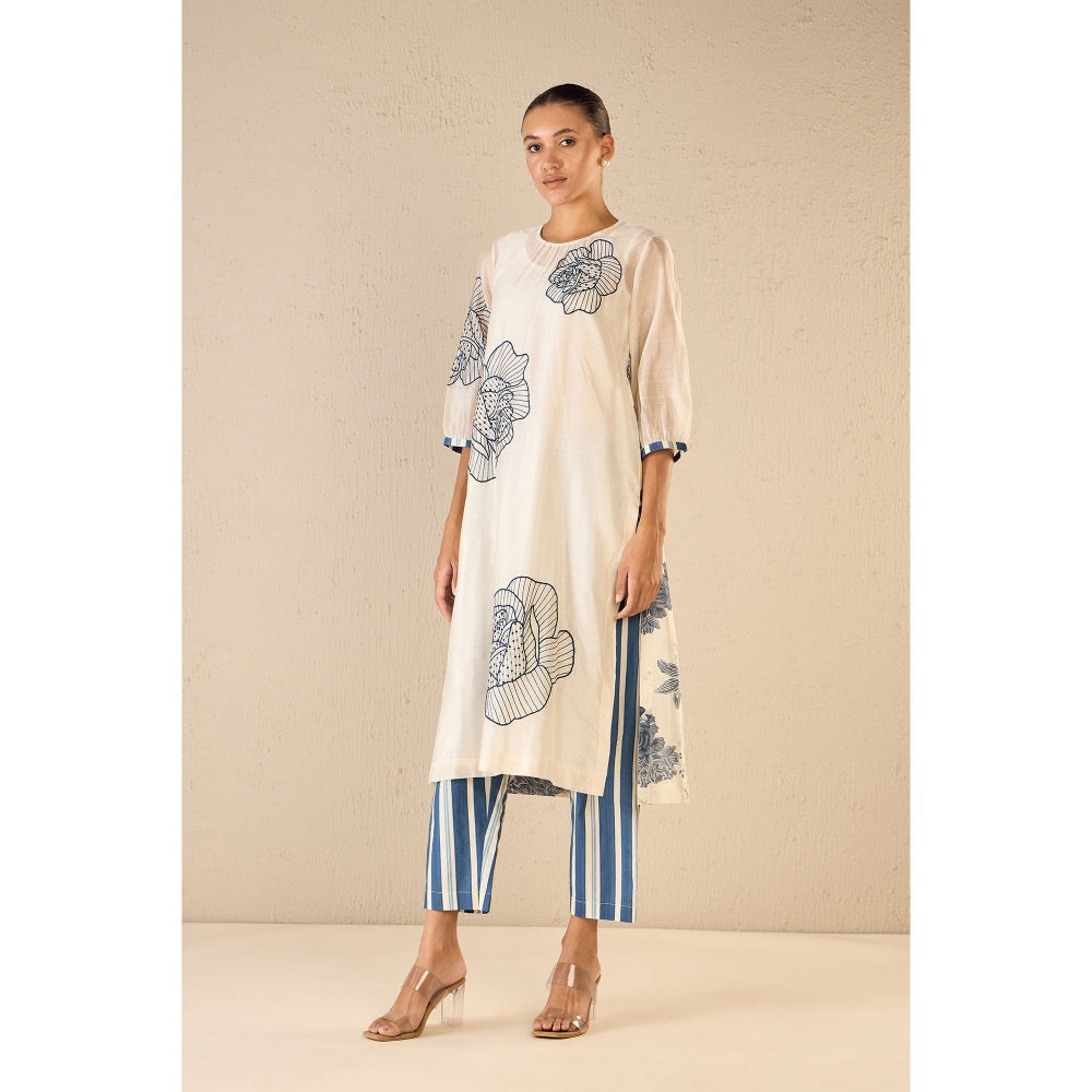 Shivani Bhargava Blue Embroidered Kurta with Pant and Dupatta (Set of 3)