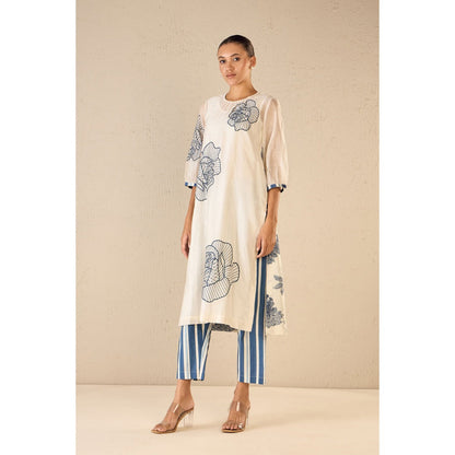 Shivani Bhargava Blue Embroidered Kurta with Pant and Dupatta (Set of 3)