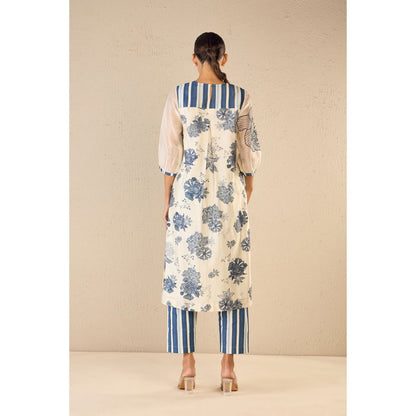 Shivani Bhargava Blue Embroidered Kurta with Pant and Dupatta (Set of 3)