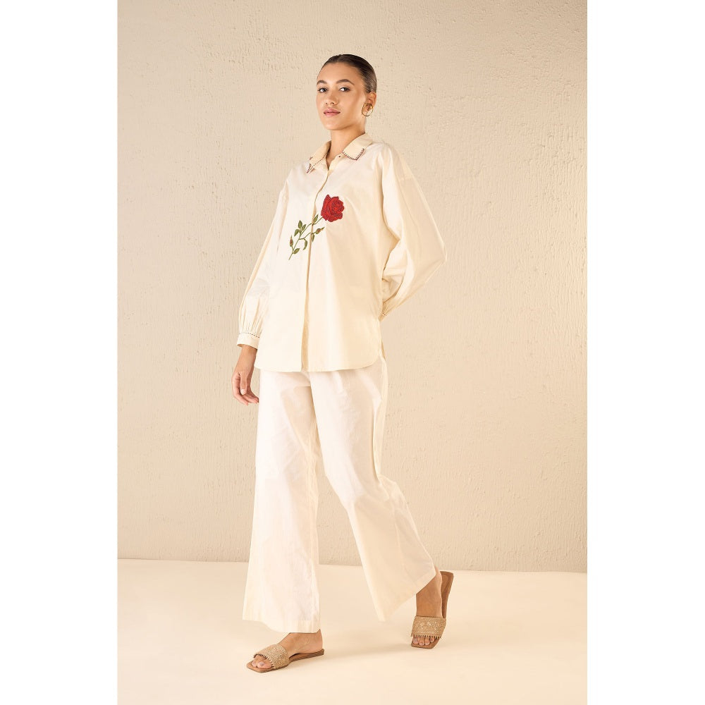 Shivani Bhargava Scarlet Rose Ivory Oversize Co-Ord (Set of 2)