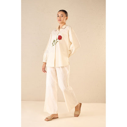 Shivani Bhargava Scarlet Rose Ivory Oversize Co-Ord (Set of 2)