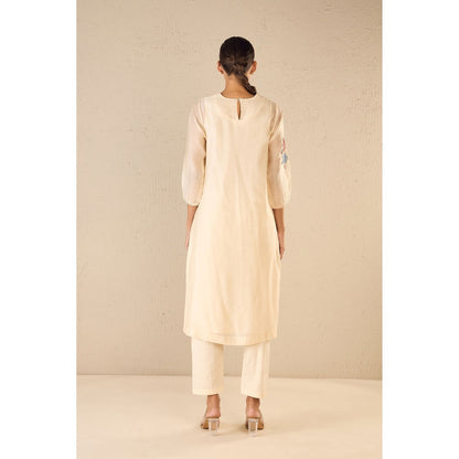 Shivani Bhargava Petal Patch Ivory Floral Kurta with Pant and Dupatta (Set of 3)