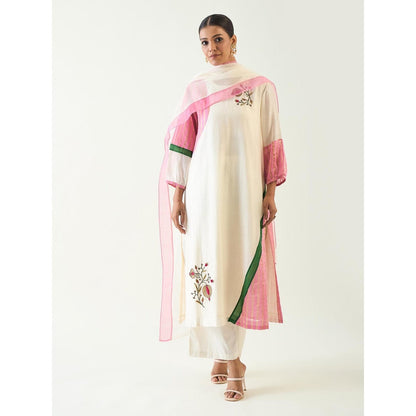 Shivani Bhargava Ivory Mohini Straight Kurta with Pant and Dupatta (Set of 3)