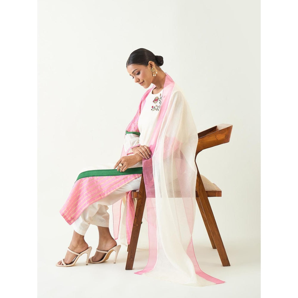 Shivani Bhargava Ivory Mohini Straight Kurta with Pant and Dupatta (Set of 3)
