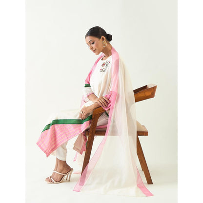 Shivani Bhargava Ivory Mohini Straight Kurta with Pant and Dupatta (Set of 3)