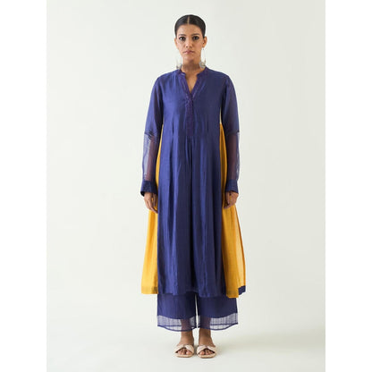 Shivani Bhargava Blue Urvi Embroidered Side Gather Kurta with Pant and Dupatta (Set of 3)