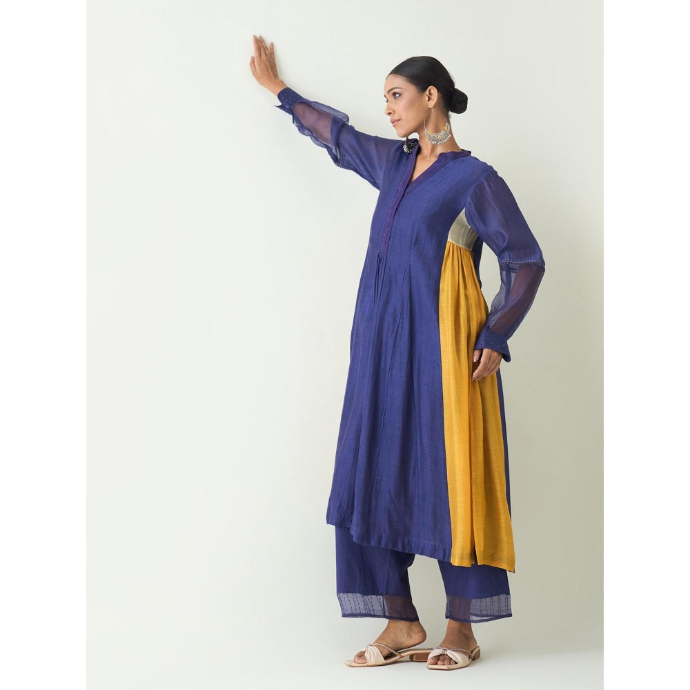 Shivani Bhargava Blue Urvi Embroidered Side Gather Kurta with Pant and Dupatta (Set of 3)