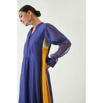 Shivani Bhargava Blue Urvi Embroidered Side Gather Kurta with Pant and Dupatta (Set of 3)