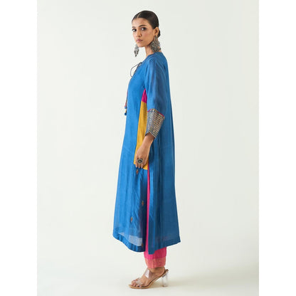 Shivani Bhargava Blue Leela Cotton Silk Cypress Kurta with Pant and Dupatta (Set of 3)