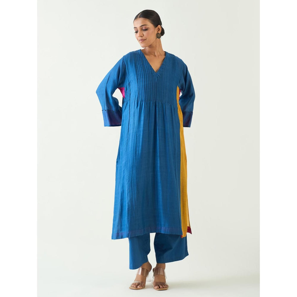 Shivani Bhargava Blue Kriya Cotton Silk Kurta with Pant and Dupatta (Set of 3)