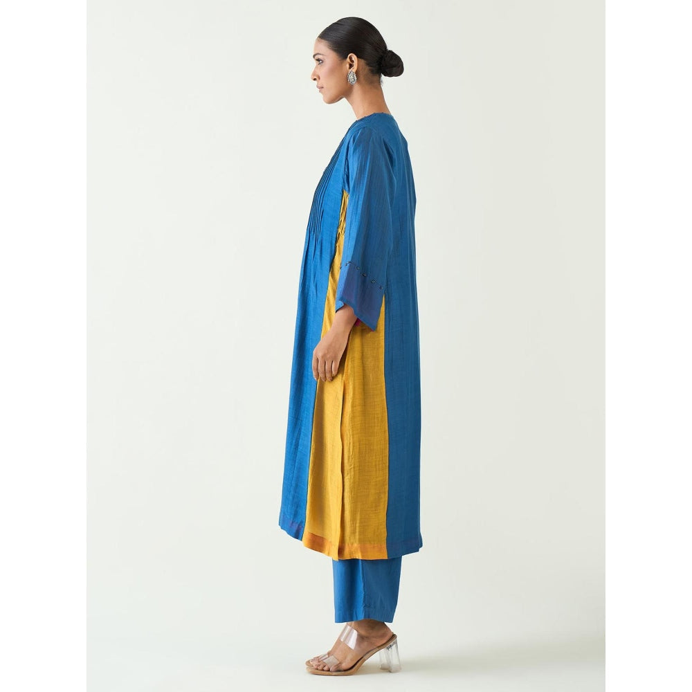 Shivani Bhargava Blue Kriya Cotton Silk Kurta with Pant and Dupatta (Set of 3)
