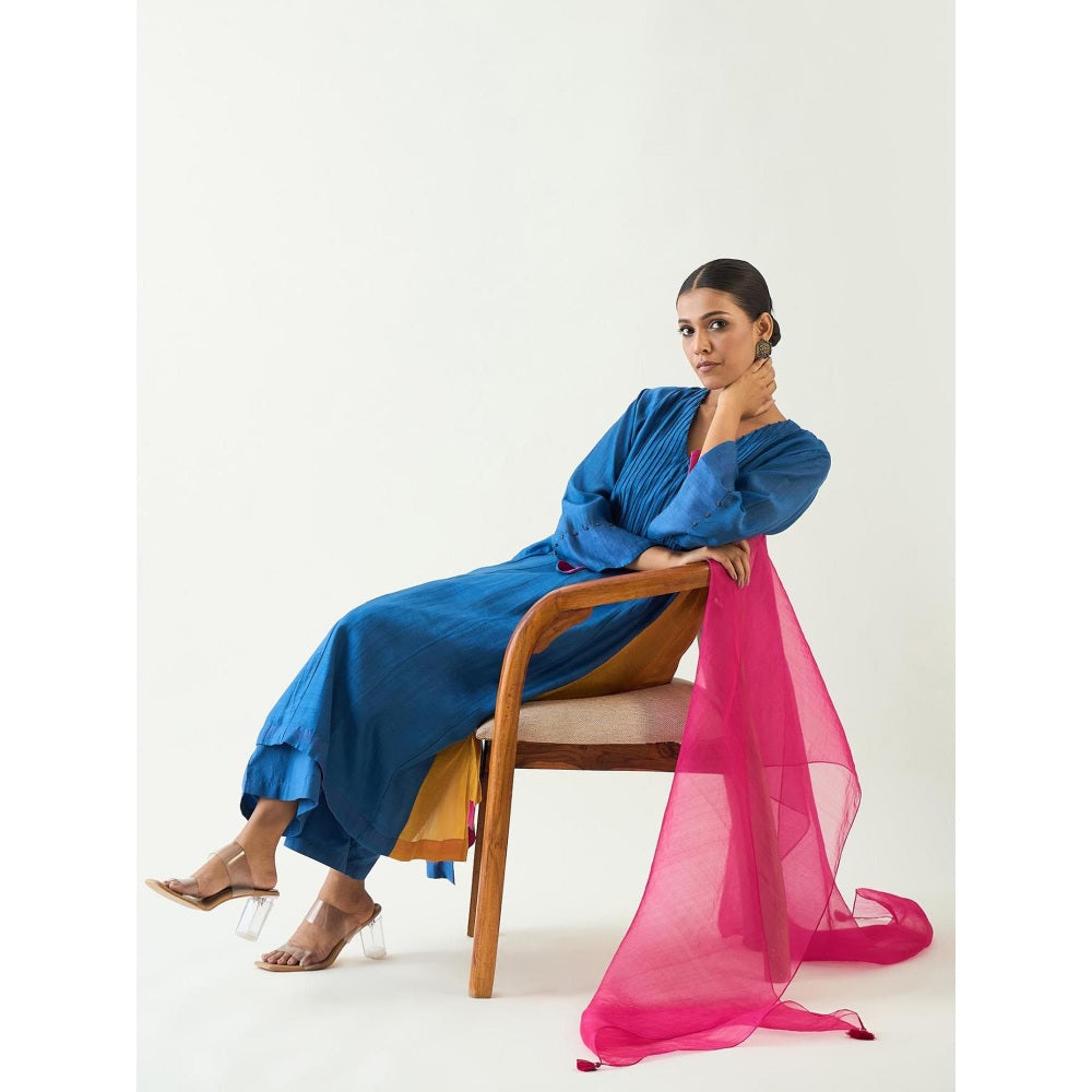 Shivani Bhargava Blue Kriya Cotton Silk Kurta with Pant and Dupatta (Set of 3)