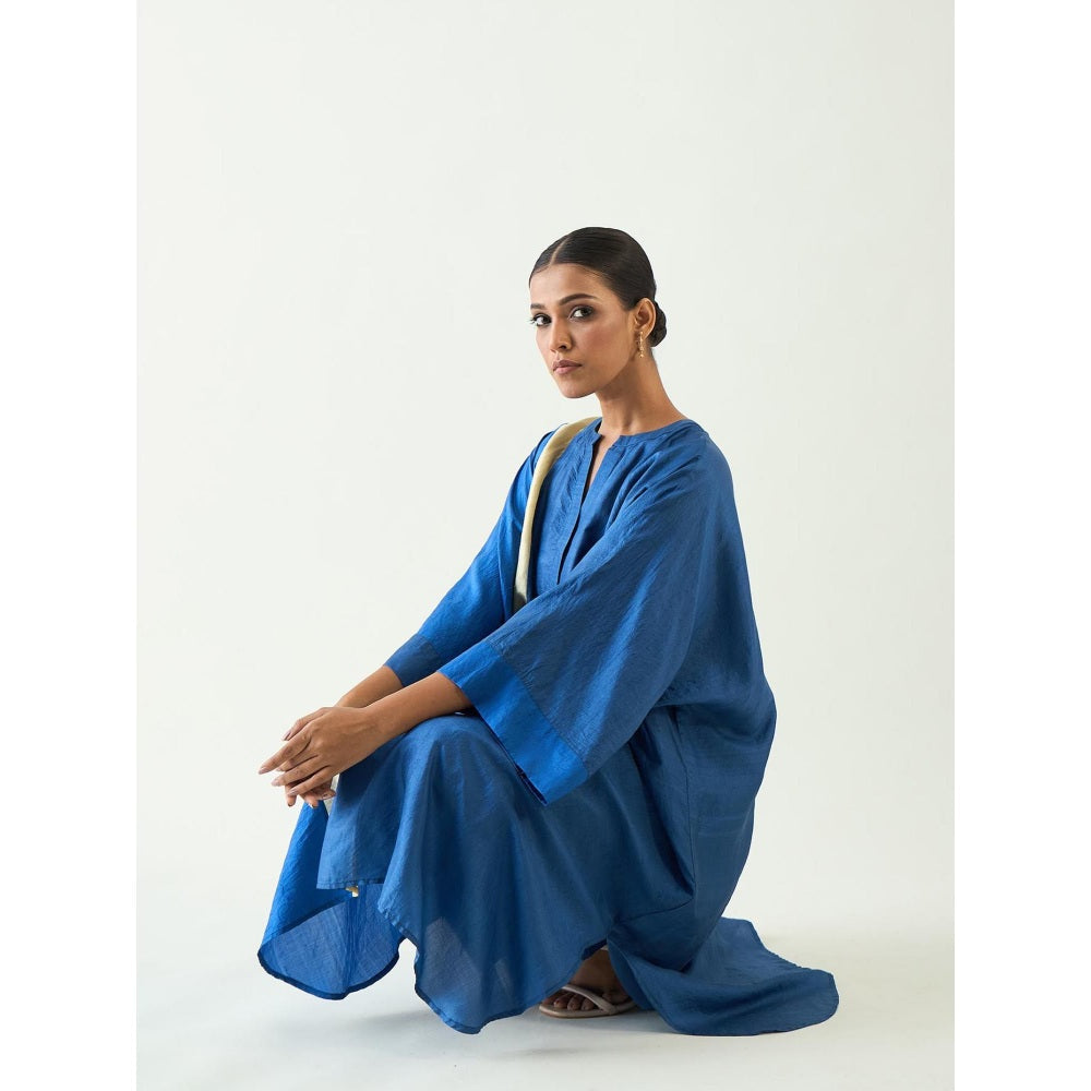 Shivani Bhargava Niti Linear Blue Long Kimono Kurta with Pant (Set of 2)