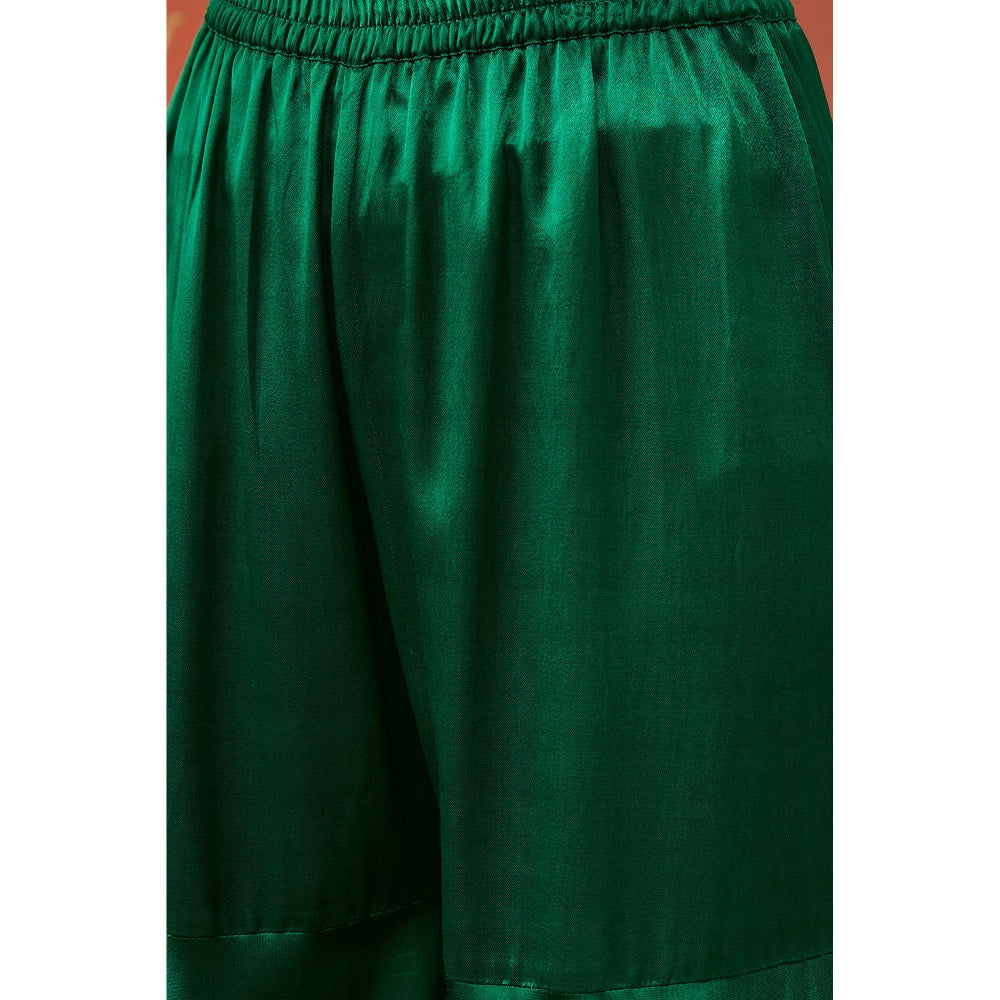 Shivani Bhargava Heena Emerald Silk Embroidered Kurta with Sharara and Dupatta (Set of 3)