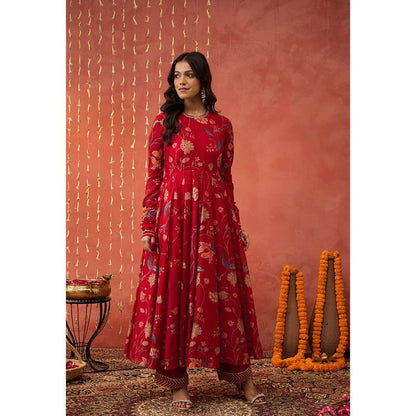 Shivani Bhargava Kalyani Pink Chintz Anarkali with Pant and Dupatta (Set of 3)