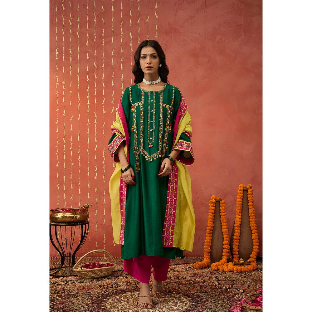 Shivani Bhargava Yukta Embroidered Kurta with Dhoti and Dupatta (Set of 3)