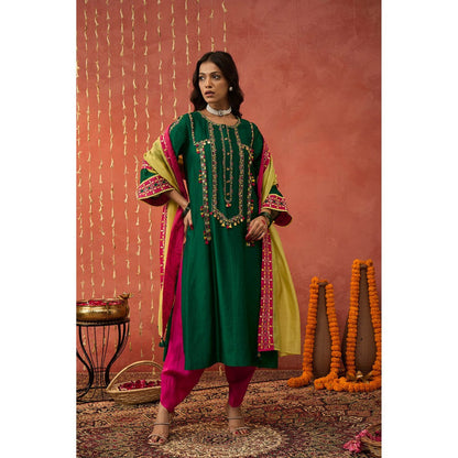 Shivani Bhargava Yukta Embroidered Kurta with Dhoti and Dupatta (Set of 3)
