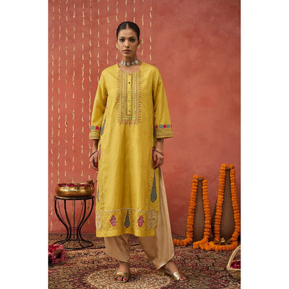 Shivani Bhargava Pragya Embroidered Silk Kali Kurta with Dhoti and Dupatta (Set of 3)