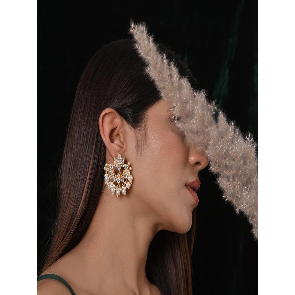 Shlok Jewels Ramya Star Kundan Studs Earrings