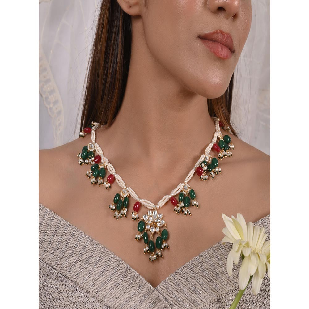 Shlok Jewels Sansar Lotus Multicolor Necklace
