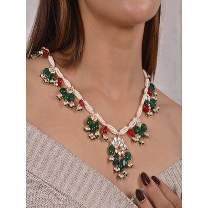 Shlok Jewels Sansar Lotus Multicolor Necklace