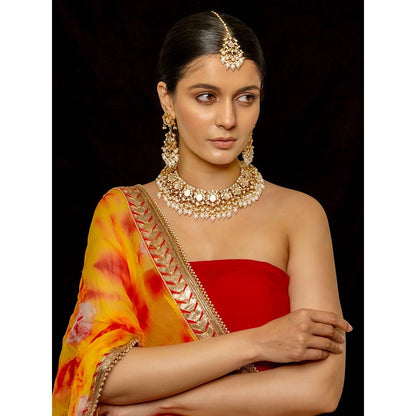 Shlok Jewels Rajatamala Necklace, Maang Tika & Earring Set