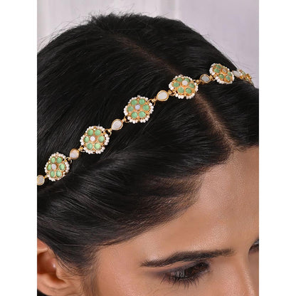 Shlok Jewels Freesia Emerald Head Band