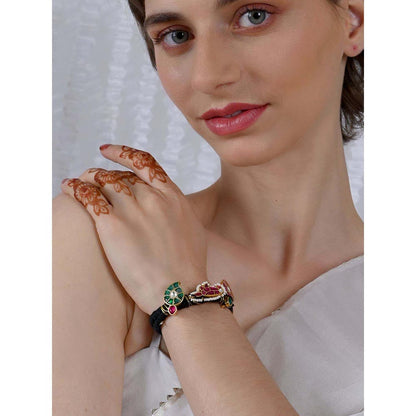 Shlok Jewels Women Multi-Color 18K Gold Plated Jadau Kundan Pochi Bracelet