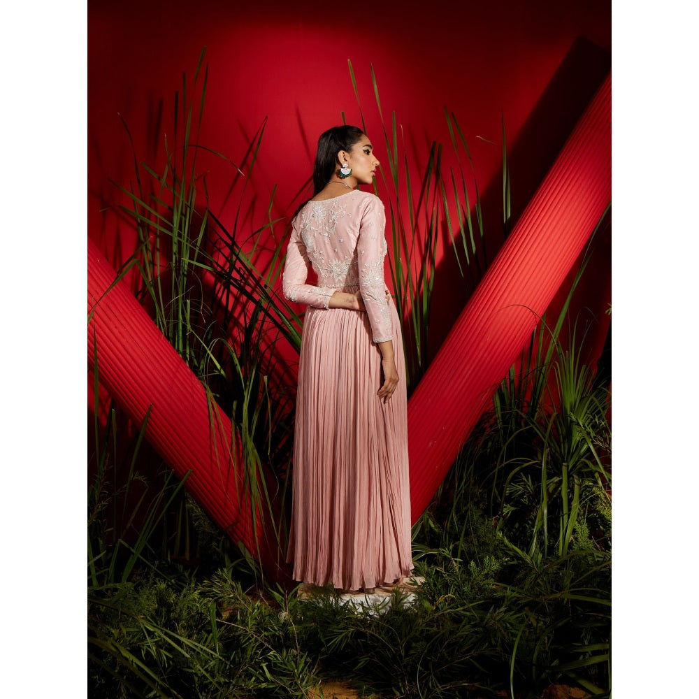 Shreeka Dusky Pink Chander And Georgette Anarkali (Set of 3)
