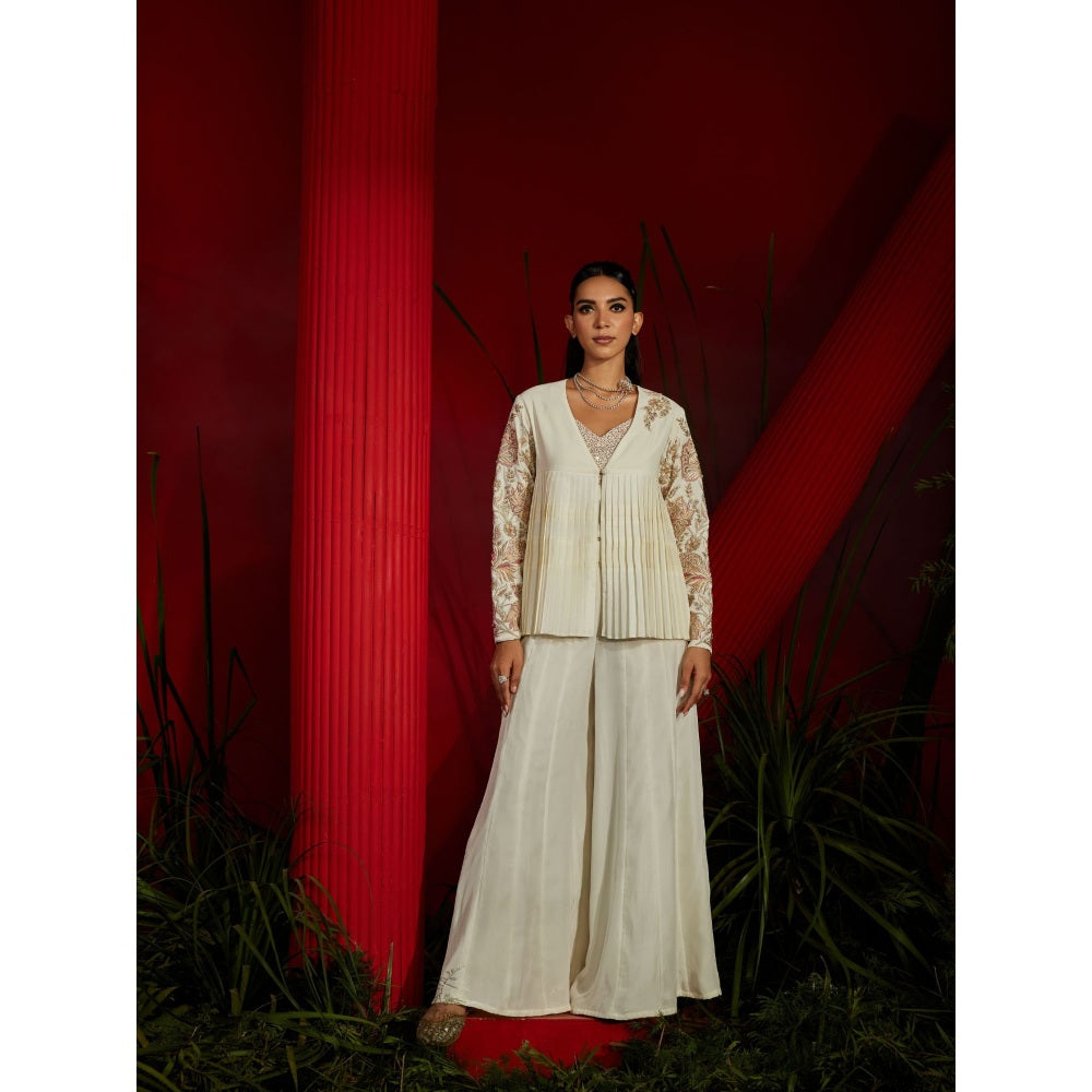 Shreeka Ivory Embroidered Georgette Jacket (Set of 3)