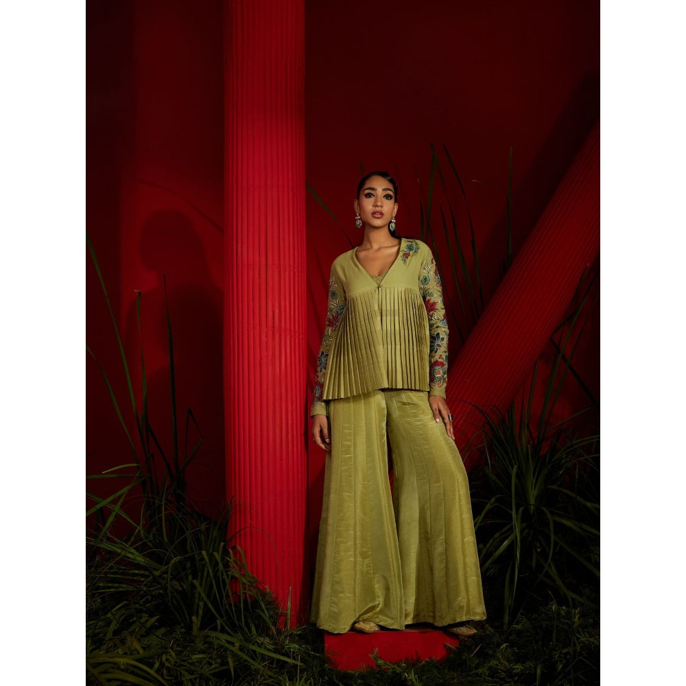 Shreeka Pista Green Embroidered Georgette Jacket (Set of 3)