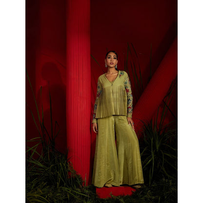 Shreeka Pista Green Embroidered Georgette Jacket (Set of 3)