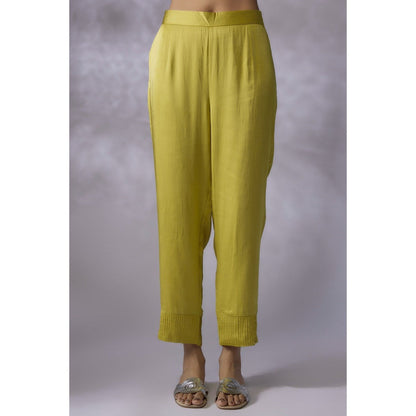 Shreeka Lime Green Embroidered Jacket with Slip and Pant (Set of 3)