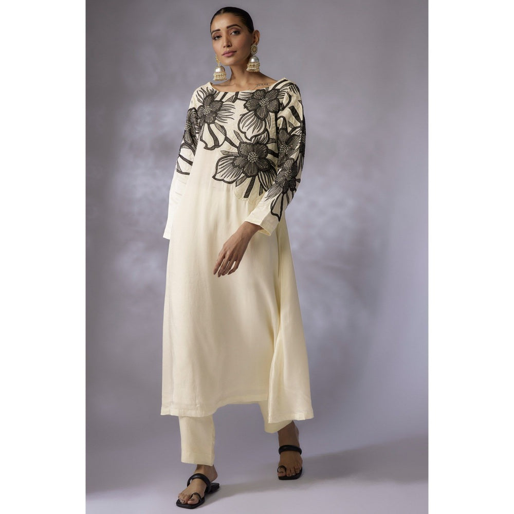 Shreeka Ivory Embroidered Kurta with Pant and Dupatta (Set of 3)