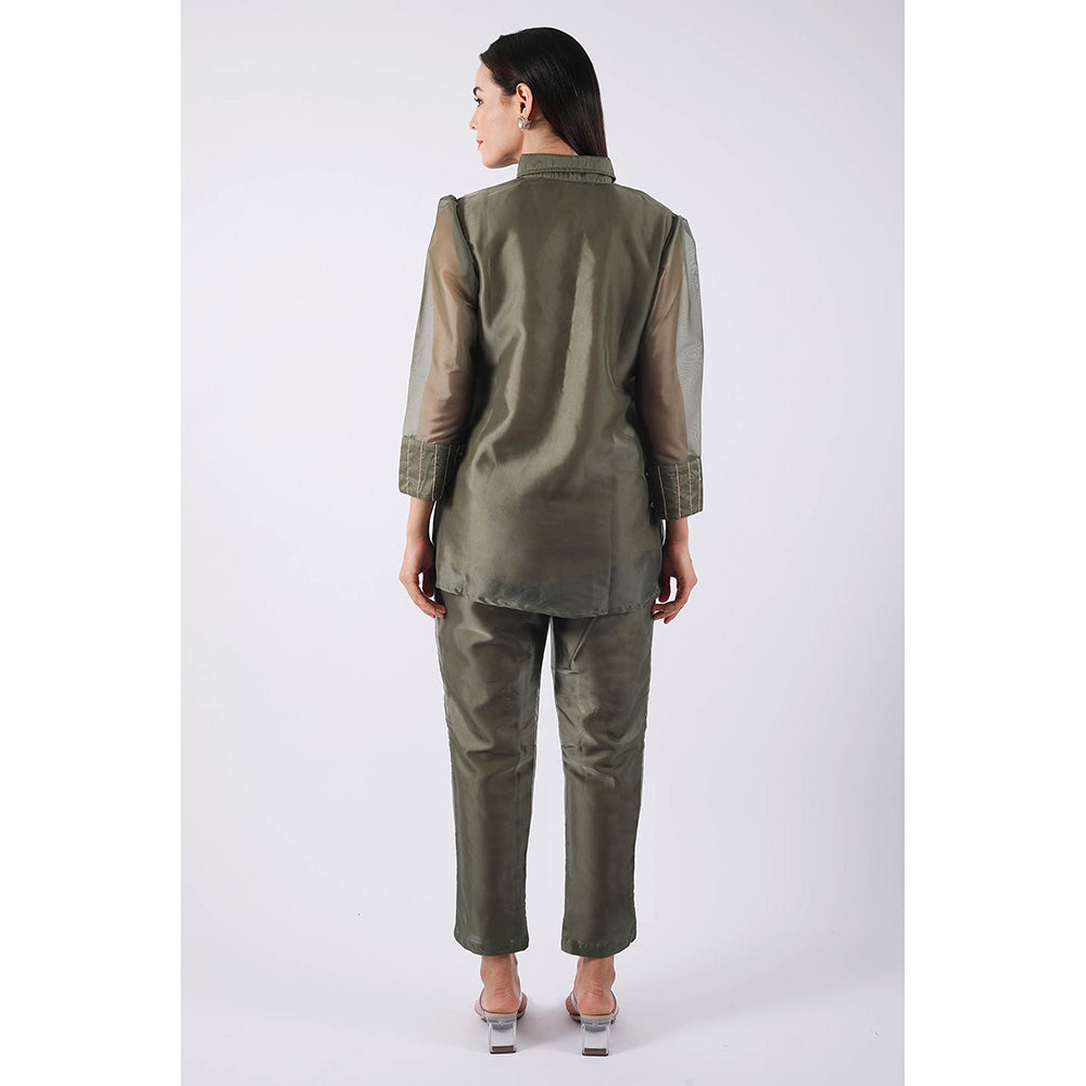 SHRUTI GOYAL Olive Embellished Co-Ord (Set of 2)