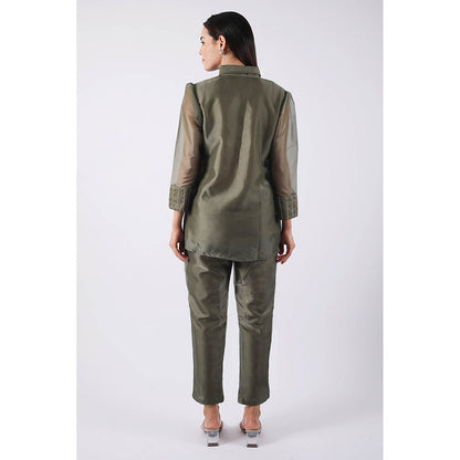 SHRUTI GOYAL Olive Embellished Co-Ord (Set of 2)