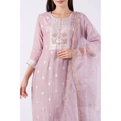 SHRUTI GOYAL Lavender Embroidered Kurta with Pant and Dupatta (Set of 3)