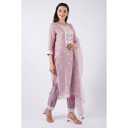 SHRUTI GOYAL Lavender Embroidered Kurta with Pant and Dupatta (Set of 3)