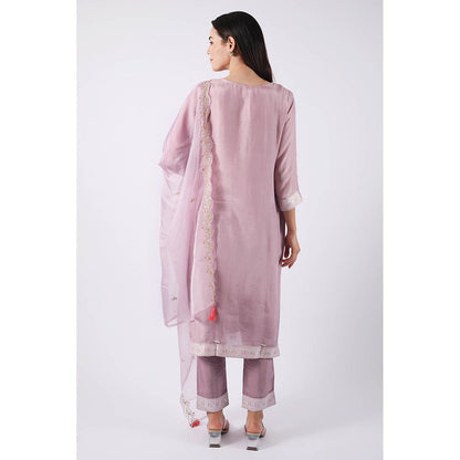 SHRUTI GOYAL Lavender Embroidered Kurta with Pant and Dupatta (Set of 3)