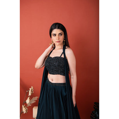 SHRISTI CHETANI Full Embellished Blouse & Layered Skirt with Embellished Dupatta (Set of 3)