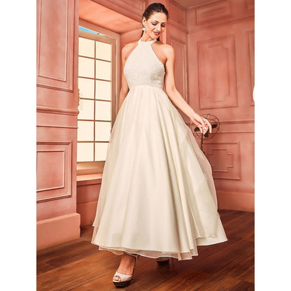 Shriya Dahlia Ivory Pearl Roses Gown