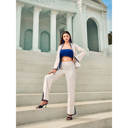 Shriya Dahlia Beige Business Coat with Bustier and Pant (Set of 3)