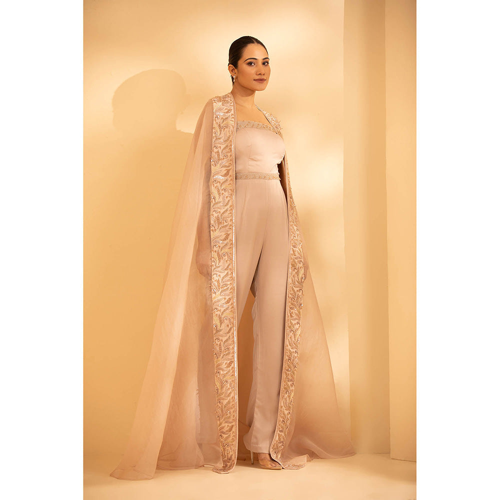 Shriya Dahlia Pink Jumpsuit with Embroidered Cape (Set of 2)