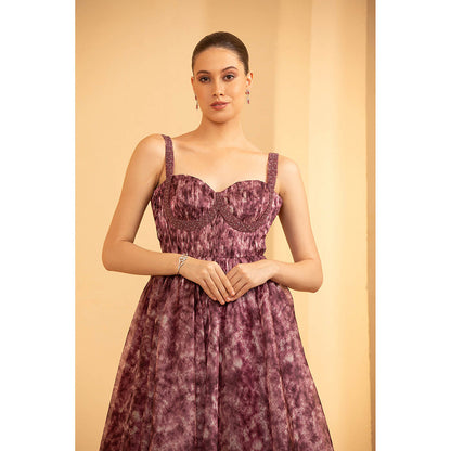 Shriya Dahlia Purple Organza Corset Dress