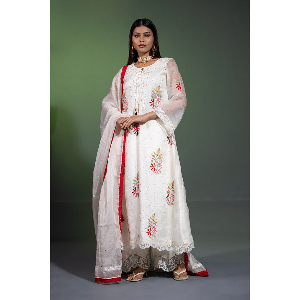 Shweta Dabas Noor Silk Organza A-Line Kurta with Pant and Dupatta (Set of 3)