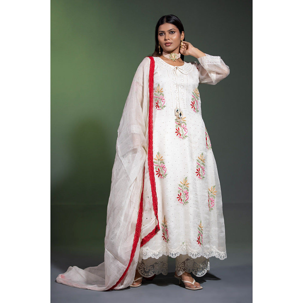 Shweta Dabas Noor Silk Organza A-Line Kurta with Pant and Dupatta (Set of 3)