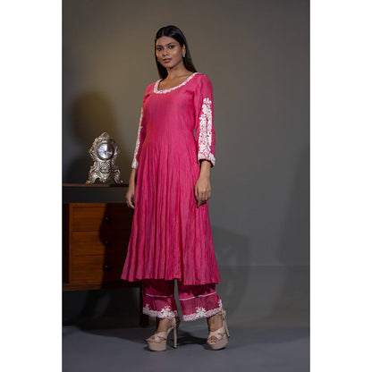 Shweta Dabas Gulabi Pink Embroidered Anarkali with Pant and Dupatta (Set of 3)