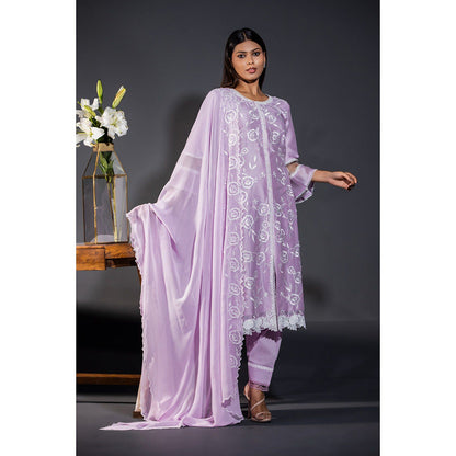 Shweta Dabas Our Rose Laces Pure Chanderi Kurta with Salwar and Dupatta (Set of 3)