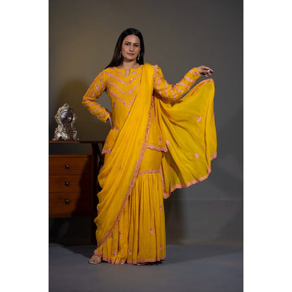 Shweta Dabas Haldi Yellow Embellished Kurta with Sharara and Dupatta (Set of 3)