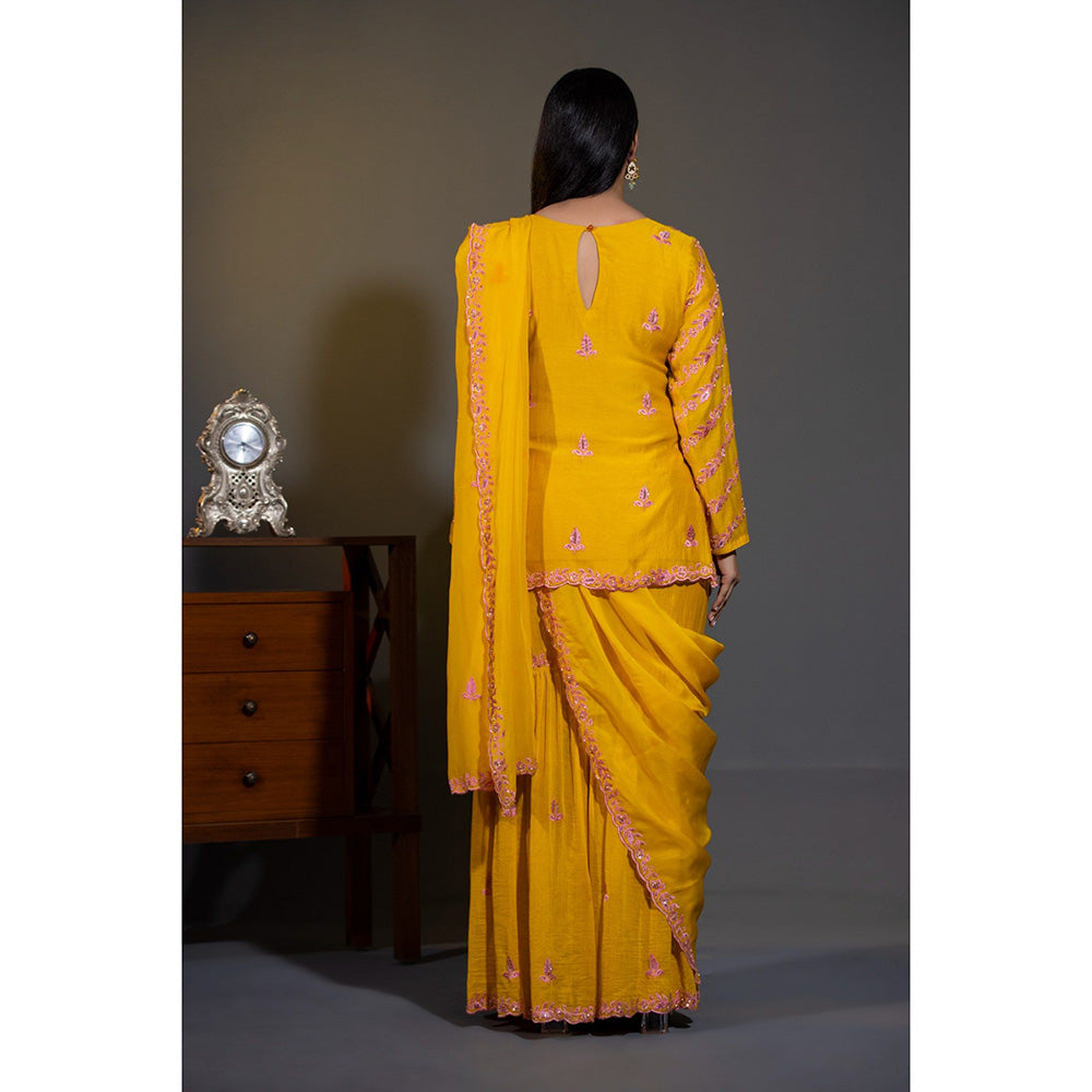 Shweta Dabas Haldi Yellow Embellished Kurta with Sharara and Dupatta (Set of 3)